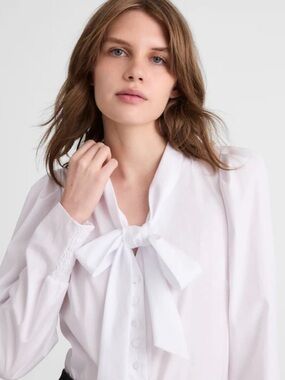 Madewell white tie front button down blouse